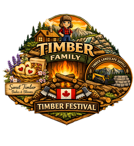 Timber Family crest featuring Little Timber, Timber Festival and family brands